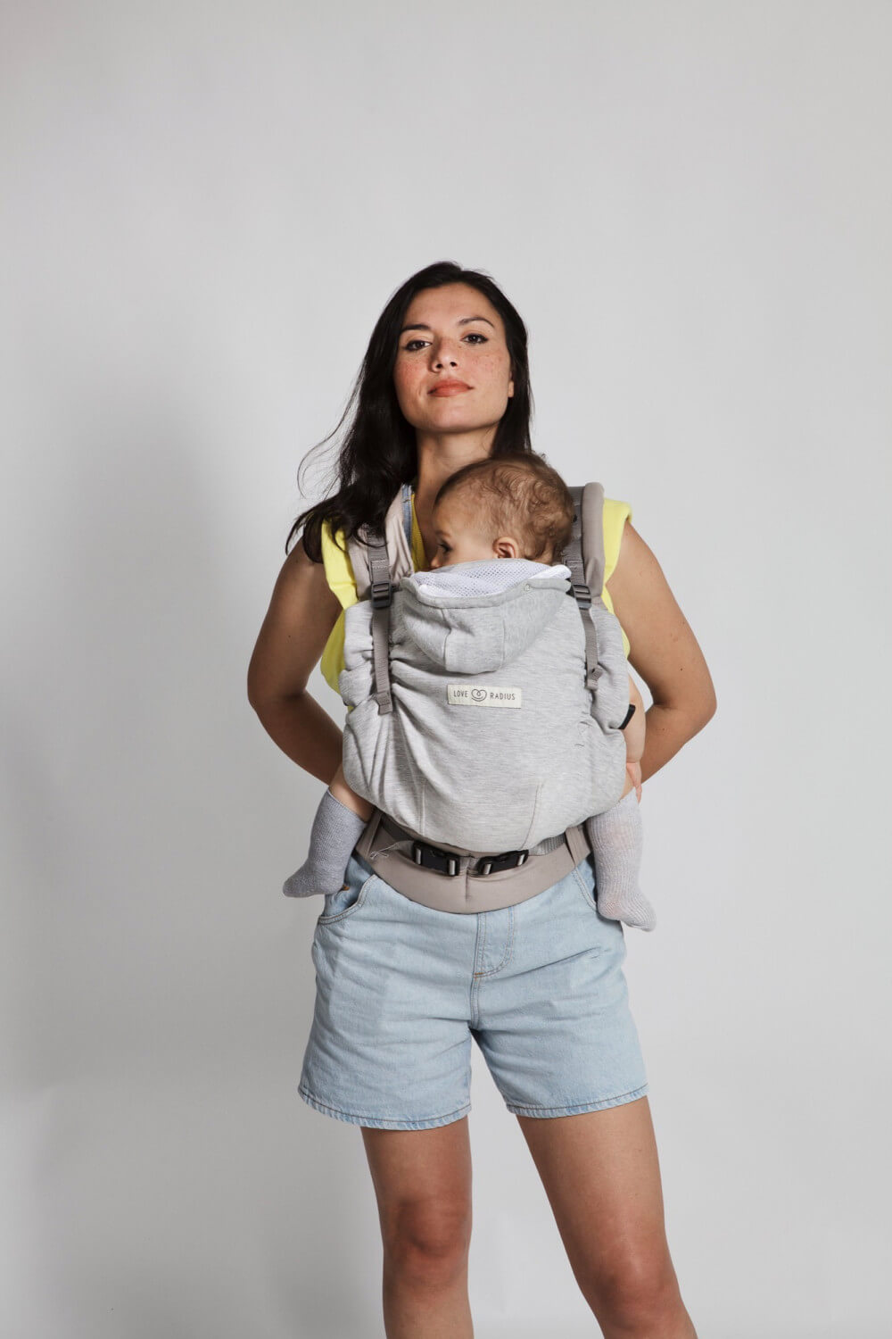 Porte bébé Hoodie Carrier 2 Gris perle - LOVE RADIUS