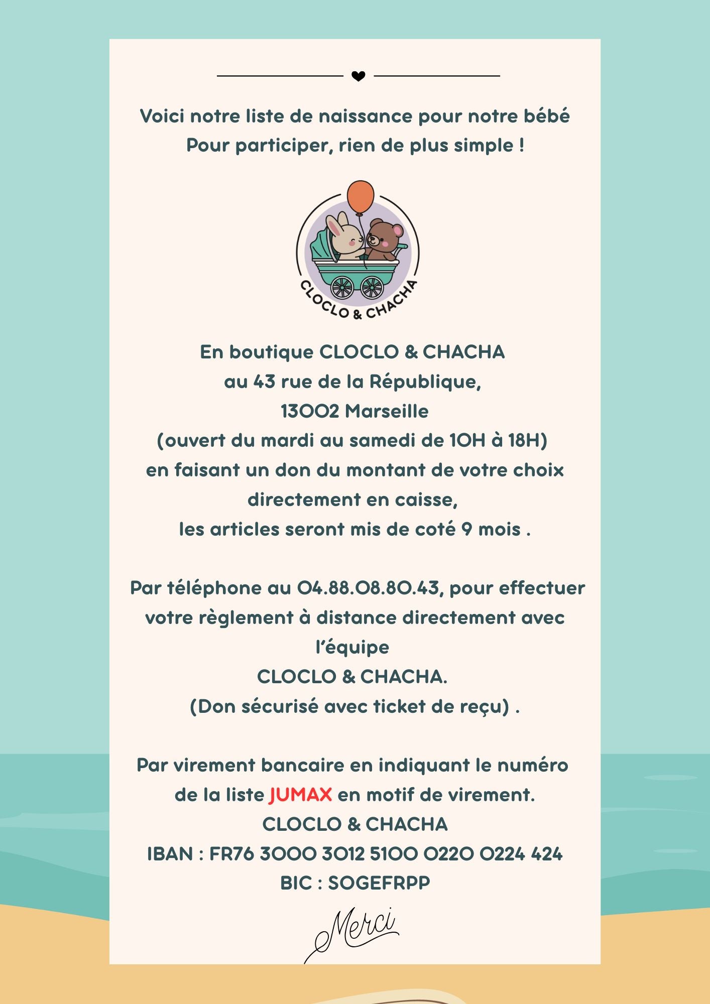 Liste de naissance Justine et Maxime
