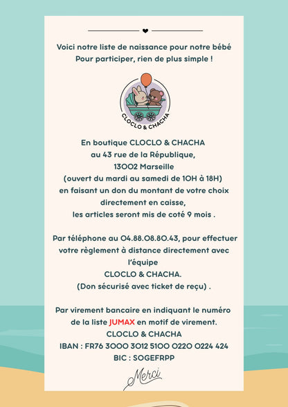 Liste de naissance Justine et Maxime